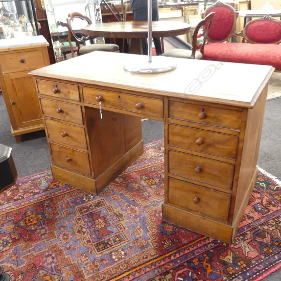 19TH C TWIN PEDESTAL SATINWOOD DESK L 1200 MM