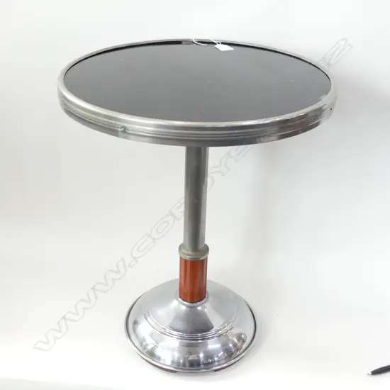 DECO CHROME & BLACK GLASS SIDE TABLE H.500 / 410mm dia