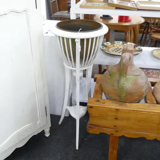 WHITE PAINTED PLANT STAND H.880mm