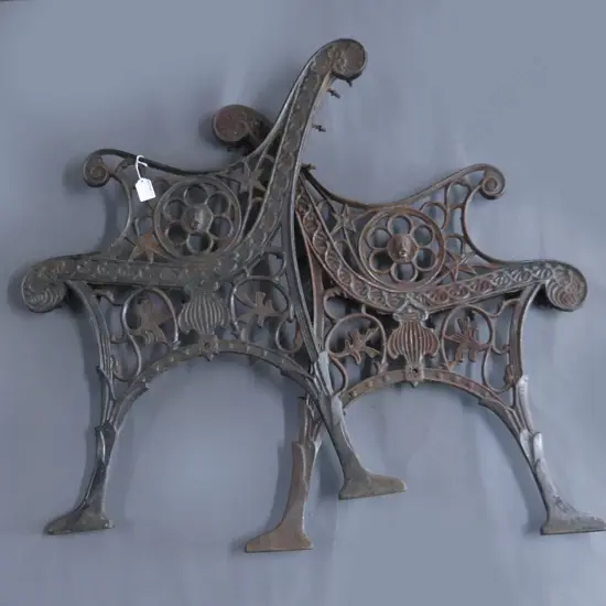 PR GREEN PAINTED VICTORIAN CAST IRON BENCH ENDS 