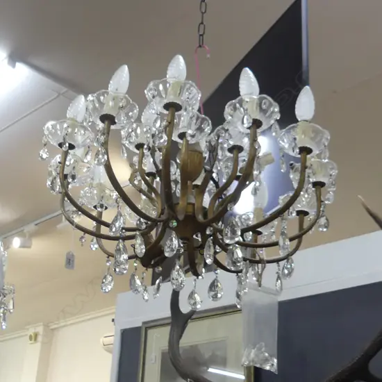LGE 12 ARM / 18 LIGHT CRYSTAL CHANDELIER 630mm dia