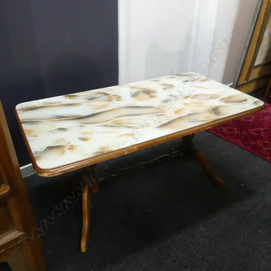 RETRO COFFEE TABLE GLASS TOP 900x500x450mm