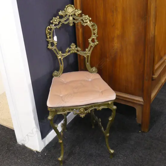VINTAGE BRASS BEDROOM CHAIR