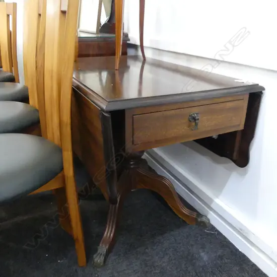 MAHOGANY DROP LEAF TABLE DRAWER TO ONE END 530 x 880 x 670mm (not extended)