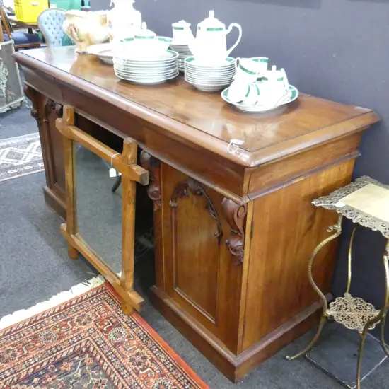 VICTORIAN MAHOGANY PEDESTAL SIDEBOARD 1840 x 680 x 1650mm