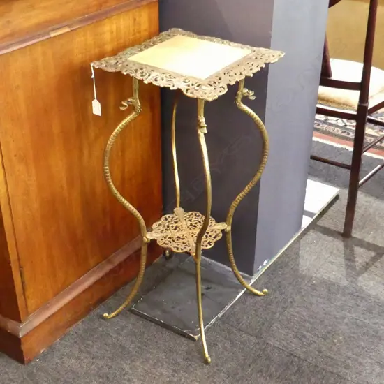 ORNATE BRASS SIDE TABLE / PLANT STAND H.710mm