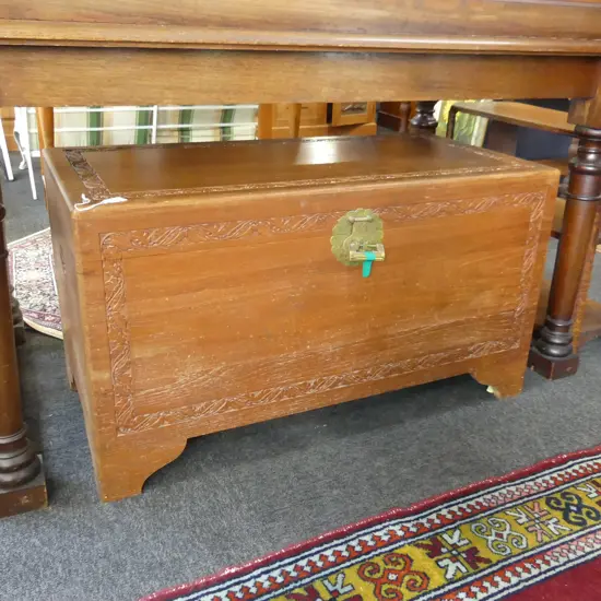 LG UNDER DECORATED WOOD BLANKET BOX / CHEST 1010 X 500MM