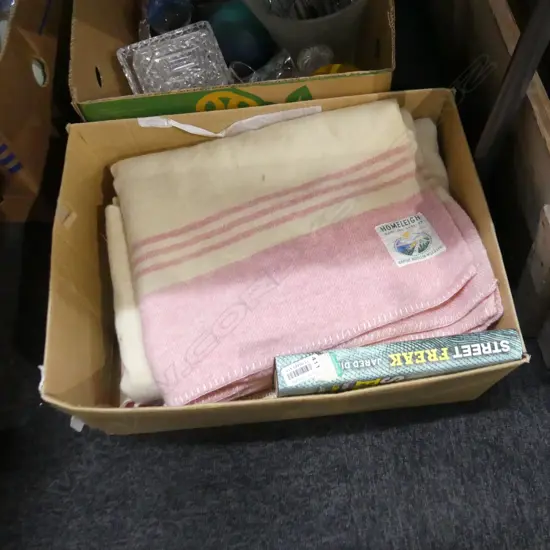 BOX LOT RETRO WOOLEN BLANKETS