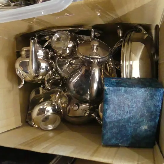 BOX LOT ASST. SILVER PLATE