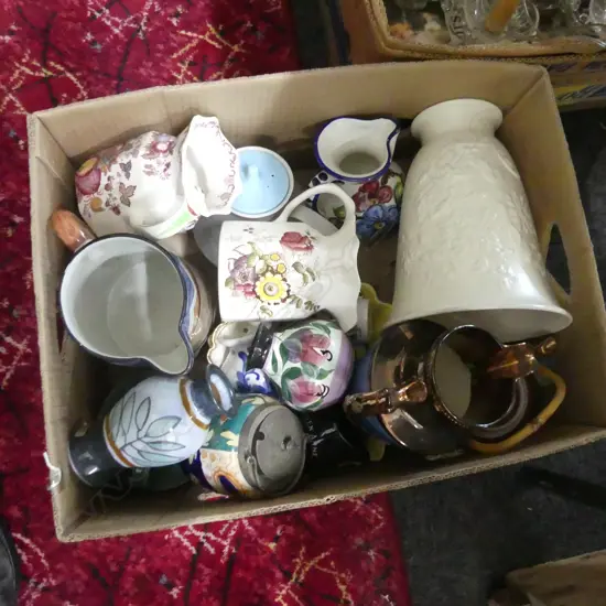 BOX LOT ASST POTTERY & CHINA ETC...