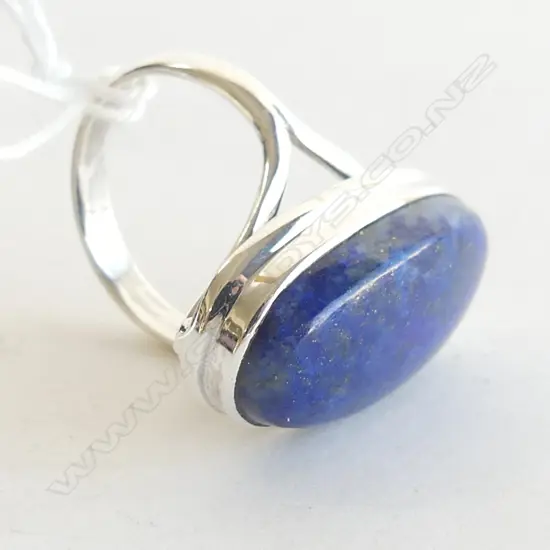 STG SILVER & LG LAPIS LAZULI RING SIZE P
