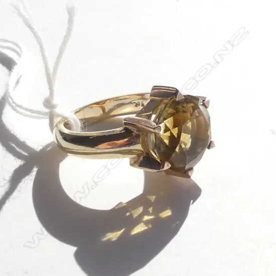 9CT YELLOW GOLD CITRINE DRESS RING 8.4GMS
