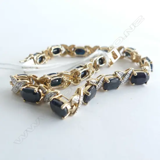 9CT SAPHIRE & DIAMOND BRACLET 12GM
