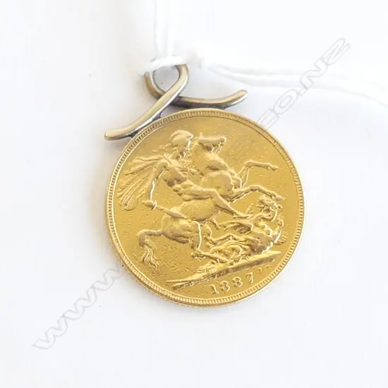GOLD FULL 1887 SOVEREIGN PENDANT W LOOP fitting to top 8.32GMS