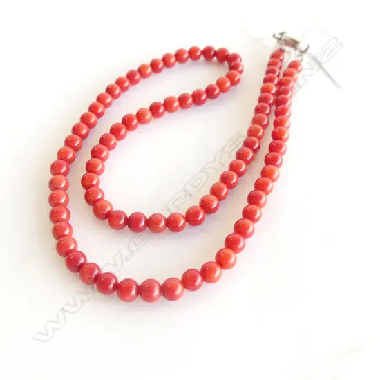 SM CORAL (COLOUR ENHANCED) BEAD NECKLACE 45CM