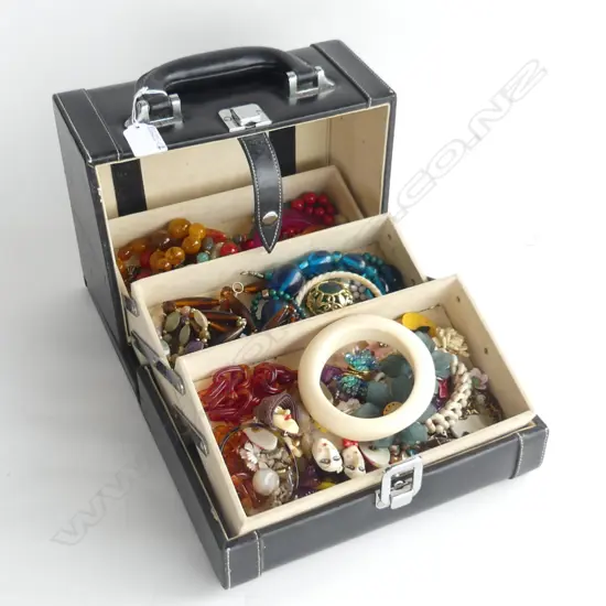 LARGE BOX OF VINTAGE PLASTIC JEWELLERY/BROOCHES/EARRINGS