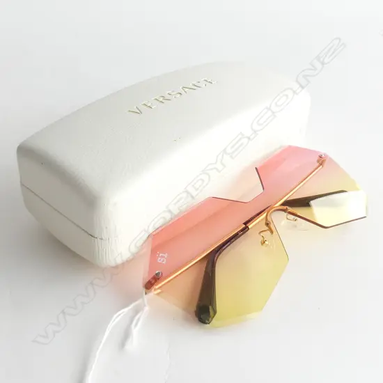 VERSACE SUNGLASSES CASE WITH ROSE TINTED GLASSES (GLASSES NOT VERSACE) 