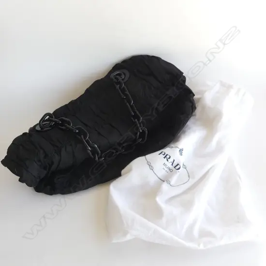 PRADA? BLACK CHAIN HANDLED LARGE HANDBAG IN DUST COVER L500MM