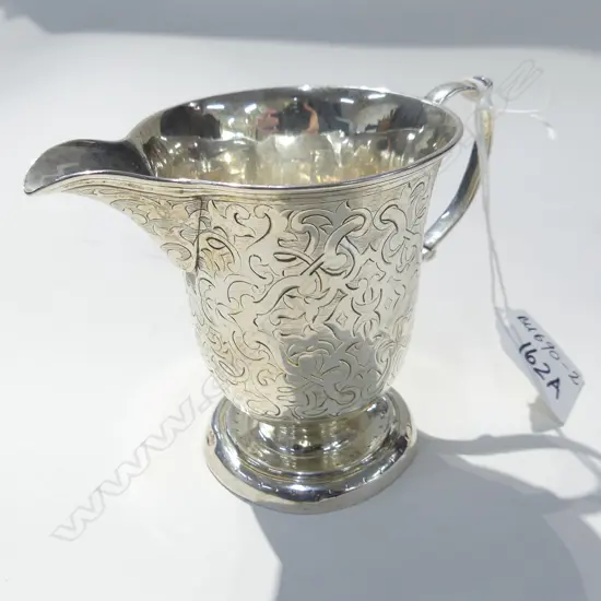 VICTORIAN SILVER CREAM JUG ENGRAVED 112GMS. BIRM. 1858