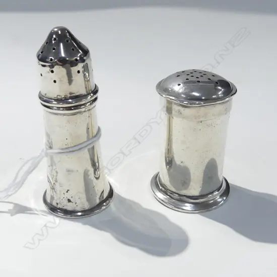 TWO SILVER PEPPER CASTERS