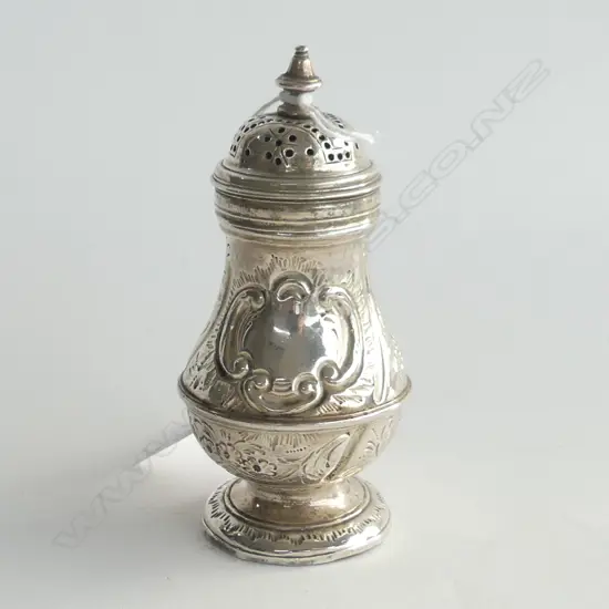 GEO.III SILVER PEPPERETTE EMBOSSED. L.1755 by George Hindmarsh
