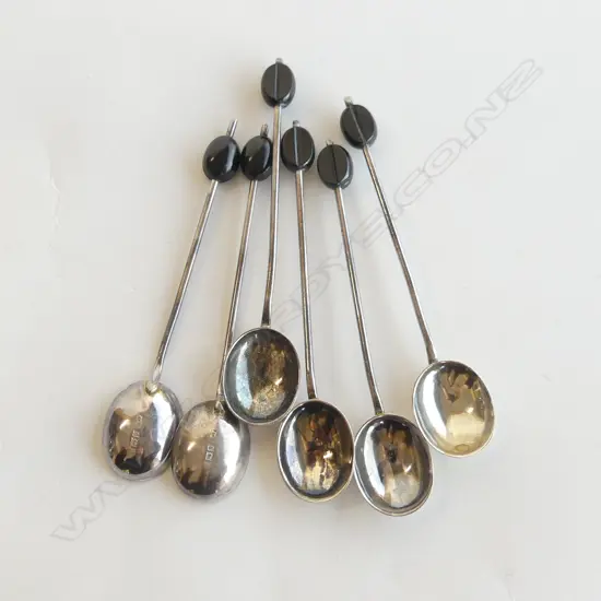 SET 6 STG SILVER COFFEE BEAN SPOONS 