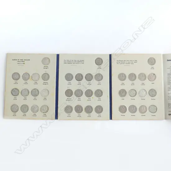 NZ SHILLING COIN ALBUM 1933-1966 - COMPLETE