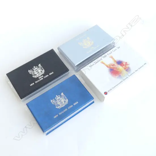 4 NZ RESERVE BANK PROOF COIN SETS. 1989, 1988, 1982 & 1984