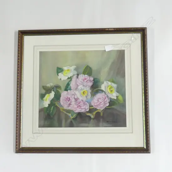 BEATRIX SEDDON WATER COLOUR STILL LIFE CAMILIAS  370 330 MM