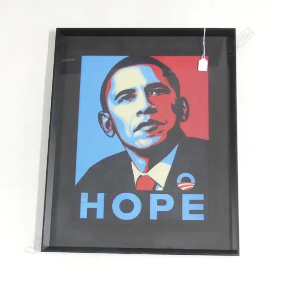 FRAMED BARAK OBAMA HOPE PRINT 470 X 360 MM