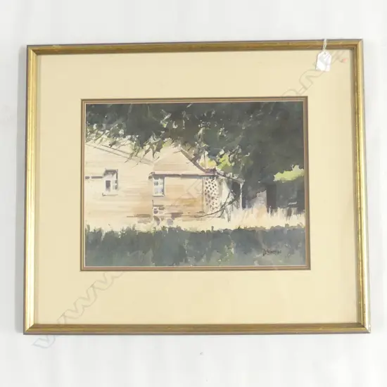 FINCH, Les (NZ 1940-), Pioneer Cottage, Queensland, W/C, signed & dated 1982, 290mm x 390mm