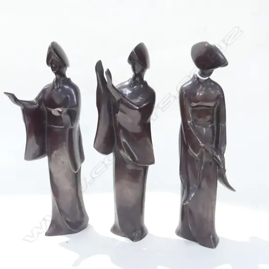 3 BRONZED METAL JAPANESE FIGURES H.250mm