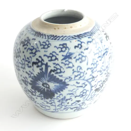 CHINESE B/W GINGER JAR NO LID H.160mm
