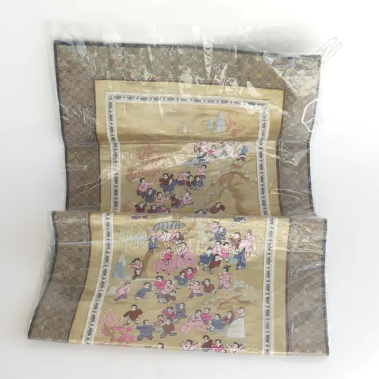 FINE CHINESE SILK EMBROIDERY 100 CHILDREN 550 X 240mm