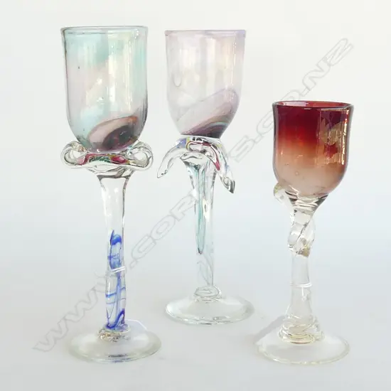 Two wine goblets by Peter Vesnik + one other