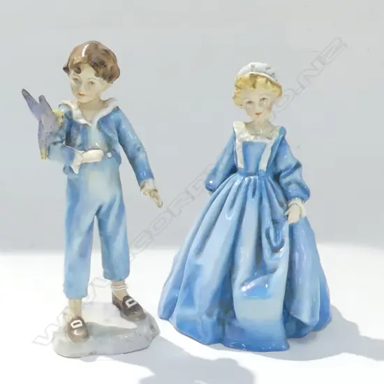 2 ROYAL WORCESTER FIGURINES; THE PARAKEET (tail chipped) & GRANDMOTHERS DRESS H.150mm