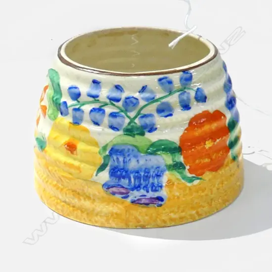 CLARICE CLIFF CANTUBURY BELLS BEEHIVE HONEY POT NO LID H65MM