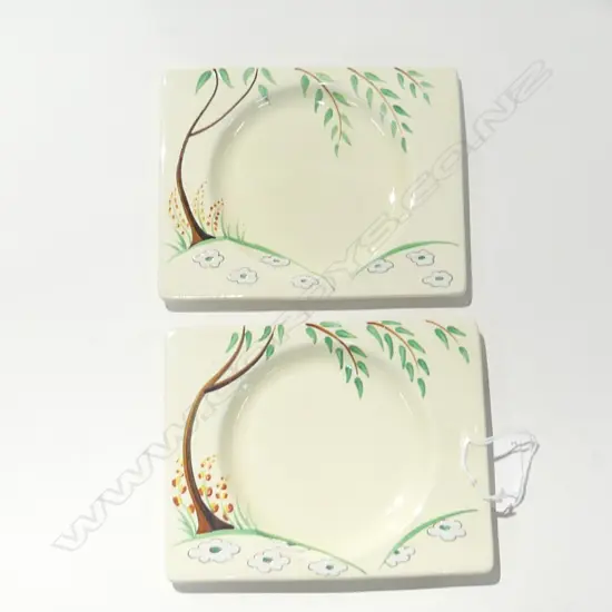 CLARICE CLIFF 2 DRY DAY BIARRITZ SIDE PLATES W155MM
