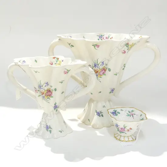 CLARICE CLIFF 3PCS BRISTOL WARE PAT  HIEGHTS  260MM  200MM  70MM