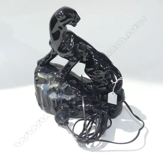 RETRO CERAMIC BLACK PANTHER LAMP H.305mm