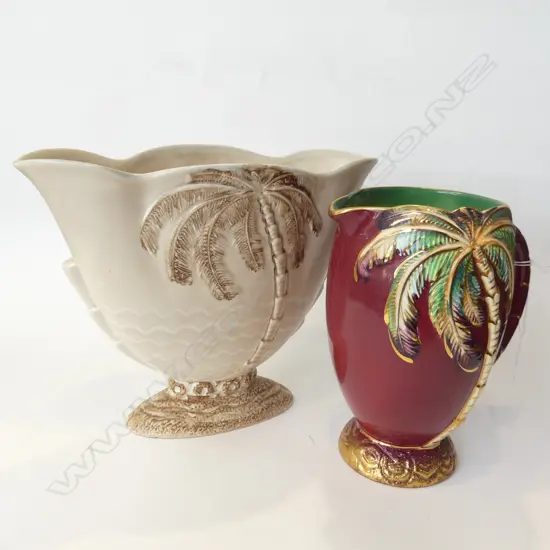 2 BESWICK PALM CERAMICS; JUG & VASE H.200mm
