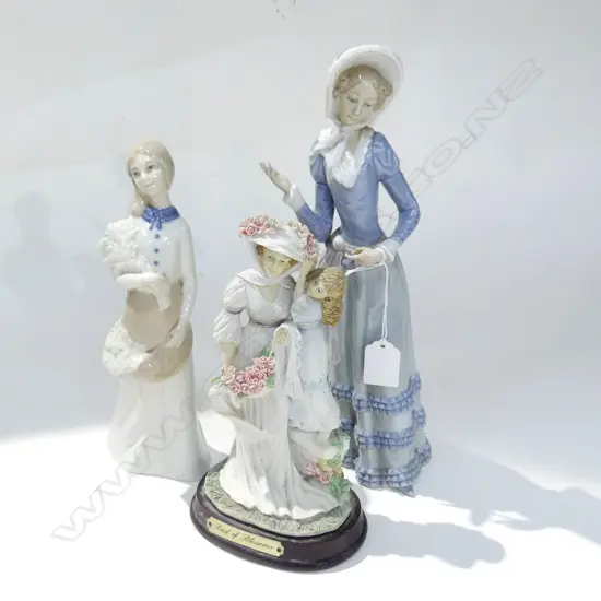 3 FEMALE FIGURINES; LLADRO H.315mm, REX & 'DUST OF BLOSSOMS'