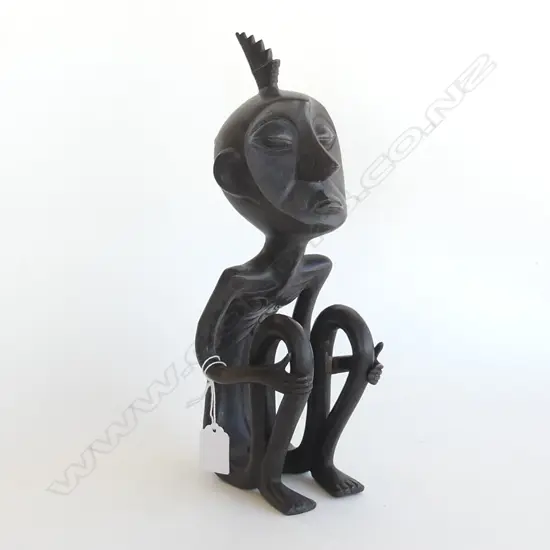 BRONZE FIGURE SEATED ETHNIC LADY H330MM