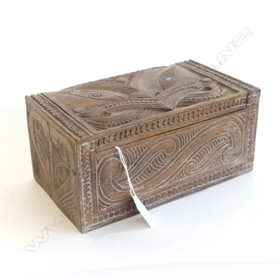 CARVED MAORI BOX H110 W240MM