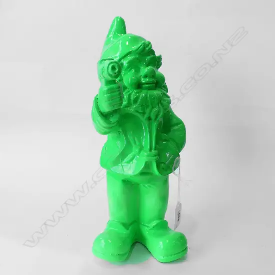 GREEN PAINTED GNOMES  WITH GUN H330MM