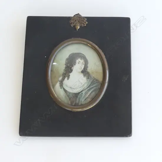 GEORGIAN MINITURE ON IVORY OF COUNTESS IN BLUE DRESS  H130MM W120MM