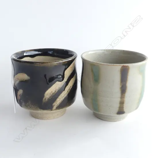 2 JAPANESE UNOMI WAX RESIST & STRIPED GLAZE