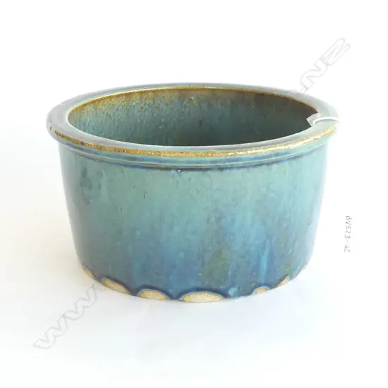 BLUE / GREEN GLAZED POTTERY JARDINIERE H. 110 DIA 210MM