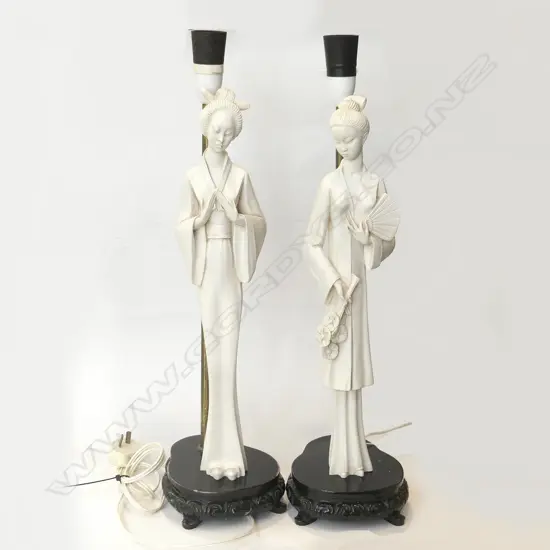 PR LAMPS w. RESIN ORIENTAL FIGURES H.540mm