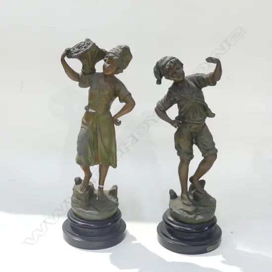 PR HENRI TREMO PLASTER FIGURES; 'BOUQUETIERE' & 'PECHEUR' H.380mm losses